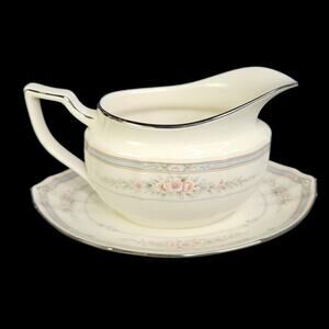 Noritake Rothschild Gravy Boat With Underplate 7293 Porcelain Dinnerware Retired